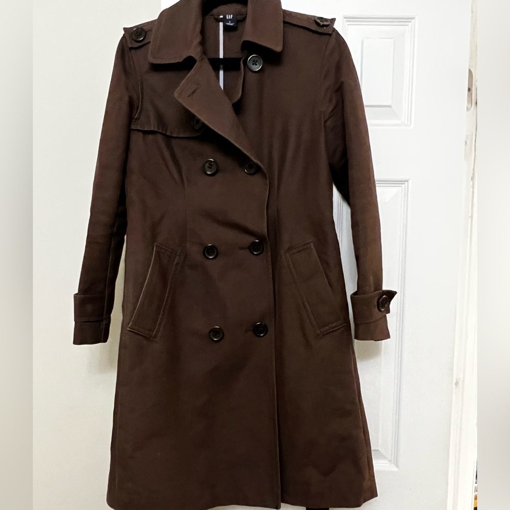 GAP Dark Brown Double-Breasted Trench Coat - Picture 13 of 15